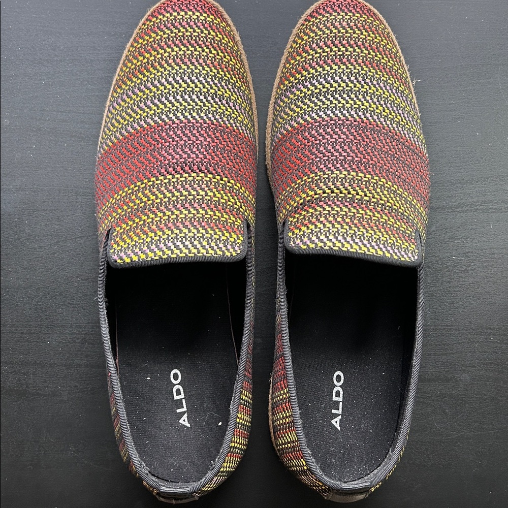 Aldo Red and Yellow Patterned Loafers